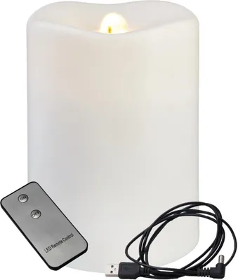 Produktbild von LED Stumpenkerze ,Water Candle', mit Springbrunnen, Fernbedienung, USB, H 14cm