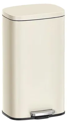 Produktbild von Treteimer aus weißem Stahl – Inneneimer – platzsparend – 34,8 x 29,7 x 63,3 cm