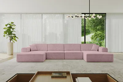 Produktbild von ALTDECOR Ecksofa in U-Form IREA-U2-v3 386x165x77 cm Rosa Corner Sofa Bett Eckcouch Couch L-Form Wohnlandschaft Cauchsofa