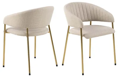 Image de Ann chaise de salle à manger avec accoudoirs beige.
