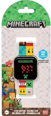Immagine prodotto di Orologio LED Minecraft, licenza per bambini MIN4272, display digitale per ora e data, batteria CR2032 inclusa