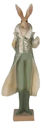 Immagine prodotto di Clayre & Eef Figurina Coniglio 11x8x33 cm Verde Poliresina