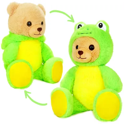 Produktbild von BRUBIES Teddy Frosch - 25 cm Teddybär im Froschkostüm mit Kapuze - Kuscheltier Geschenk für Kinder - Plüschtier für kuschelige Abenteuer