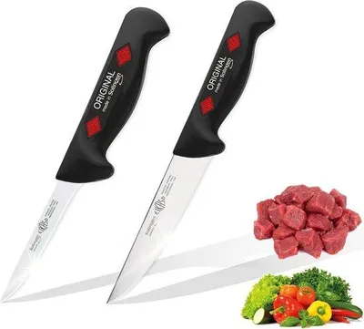 Produktbild von DigiRigi® EIKASO 2‑teiliges Metzgermesser-Set aus Solingen – Ausbeinmesser 10 cm & Universalmesser 13 cm, rostfreier 1.4116 Molybdänstahl, handgeschärft, schwarzer rutschfester PP-Griff