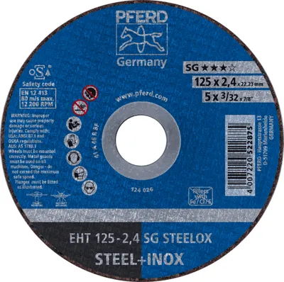 Produktbild von PFERD TOOLS Trennscheibe EHT 125x2,4x22,23 mm gerade Leistungslinie SG STEELOX für Stahl/Edelstahl