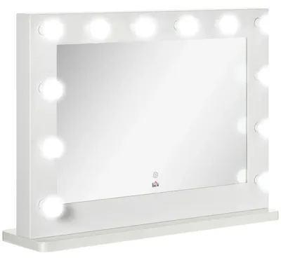 Immagine prodotto di Specchio da trucco in stile Hollywood con 12 luci LED dimmerabili | Colore: Bianco | Dimensioni: 80x20x60 cm