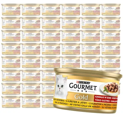 Produktbild von Purina Gourmet Gold mit Huhn und Leber 48 x 85 g Nassfutter-Stückchen in Soße für Katzen