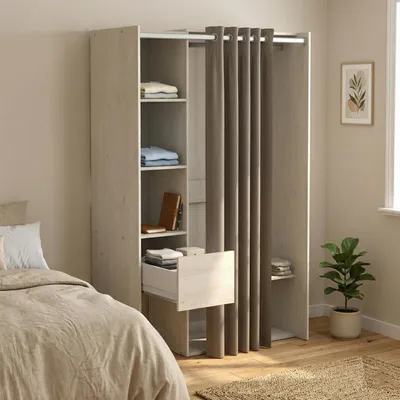 Produktbild von Dmora Großer Kleiderschrank Arnon 119,1x183 cm Braun mit Schublade