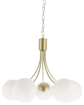 Immagine prodotto di Lampadario a sfere bianche Dani, finitura ottone-bianco, 5xE14x40W, metallo, dimensioni: 120x60x60 cm, IP20, Candellux