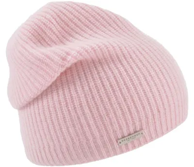 Seeberger Strickmütze-Beanie aus 100% Kaschmir im Rippmuster in rosa