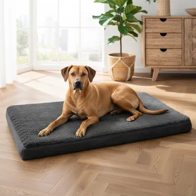 Produktbild von belviona Hundematratze, weiche & stabile Liegematte mit waschbarem Bezug, 112x81x8 cm, schwarz
