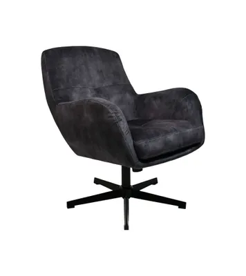 Produktbild von HSM Collection-Drehsessel Cleveland-75x73x88-Dunkel Grau/Schwarz-Stoff/Metall