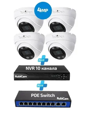 Immagine prodotto di Kit PoE, 4 telecamere dome, 4MP, registratore NVR, switch PoE
