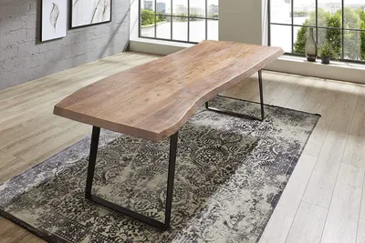 Produktbild von Esstisch Baumkante massiv Akazie natur 240 x 100 schwarz Halmstad
