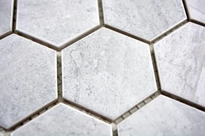 Produktbild von Handmuster Mosaik Fliese Keramik Hexagon Travertin grau matt Fliesenspiegel Küche MOS11G-0202_m