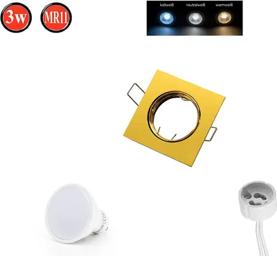 Image de Spot à encastrer GU10 Ø75mm trou de perçage alu incl. GU10 5W blanc neutre 350 lumens ampoules LED or Angulaire