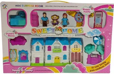 Obrázek produktu pro Domeček pro panenky + figurky s příslušenstvím.