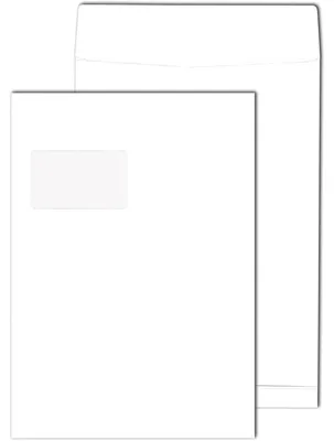 Produktbild von Faltentasche C4 Haftklebung Fenster weiß 140g/qm 4cm Falte VE=100 Stück