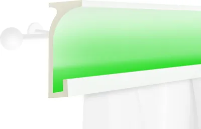 Produktbild von LED Vorhangblende aus Polyurethan- Indirekte Beleuchtung mit Stuckleisten, leicht & lichtundurchlässig - (2 Meter KF803) Kunststoffblende Deckenleiste