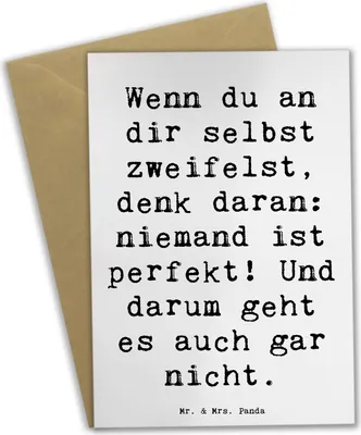 Produktbild von Mr. & Mrs. Panda Grußkarte Spruch Zweifel an sich selbst - Weiß - Geschenk, Aufmunterung, Liebe, Grußkarten, einladungskarten, Selbstzweifel, positive Energie, Stimmung