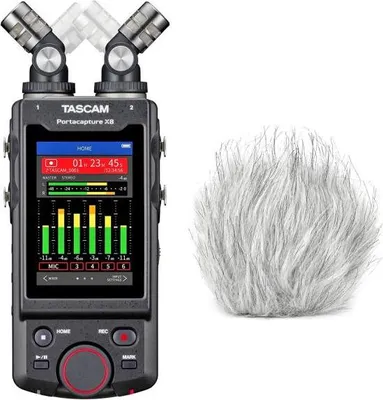 Produktbild von Tascam Portacapture X8 Audio-Recorder mit Windschutz