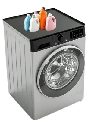 Siliconenmat für Waschmaschine 65x60 cm, Antirutsch, erhöhter Rand, schwarz