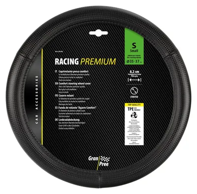 Zdjęcie produktu dla Pokrowiec na kierownicę wyścigową GRAN PREE premium wykonany z materiału Skeentex o średnicy 35/37 cm