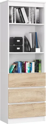 Produktbild von BÜROREGAL R 60 cm CLP 3 SCHUBLADEN 2 ABLAGEN WEIß / SONOMA