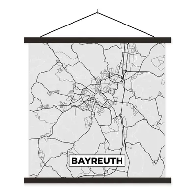 Produktbild von MuchoWow® Textilposter Karte - Bayreuth- Deutschland - Stadtplan - Karte 60x60 cm mit schwarzem Rahmen - Posteraufhänger