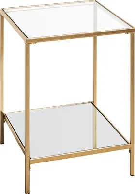 Produktbild von HAKU Beistelltisch gold - Metall, Sicherheitsglas 5 mm, Spiegel, B/H/T: 39x55x39 cm