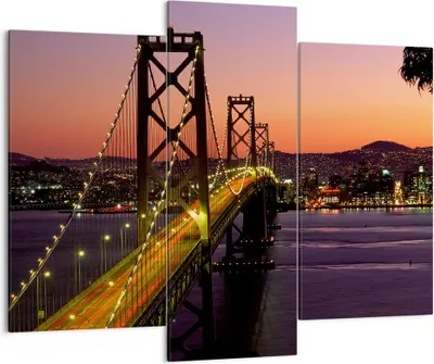 Produktbild von Bild auf Leinwand - Leinwandbild - Brücke Fluss Landschaft - 130x100cm - Wand Bild - Wanddeko - Leinwanddruck - Bilder - Kunstdruck - Wanddekoration - Leinwand bilder - Wandkunst - CB130x100-0120