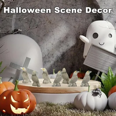 50 Stück kleine Krähen - Halloween Dekoration - leuchtende Raben - Gothic Festdekoration