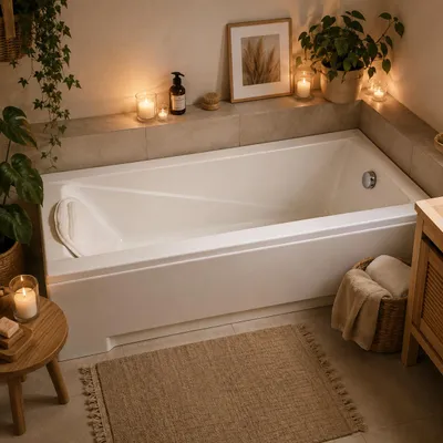 Produktbild von ECOLAM Badewanne 170x70 cm Rechteck Acryl weiß + Schürze + Kopfkissen Mare + Ablaufgarnitur