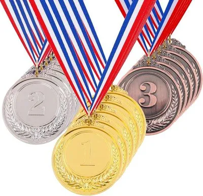 Produktbild von Famanu Medaillen Set 15 Stück Gold Silber Bronze mit Band - Für Kinder und Erwachsene