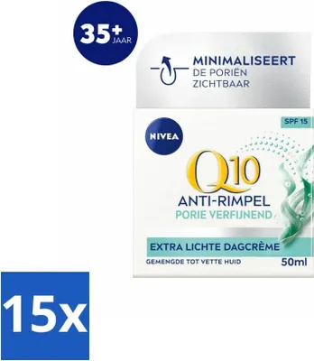 Produktbild von NIVEA – Q10 POWER Tagescreme – Anti-Falten-Gesichtscreme – Porenverfeinernd – Für Mischhaut bis fettige Haut – LSF 15 – 50 ml - Vorteilspack - 15 Stücke