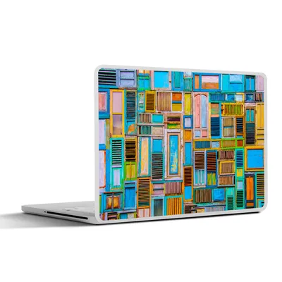 Produktbild von MuchoWow® Laptop Aufkleber Sticker Cover Türen - Blau - Abstrakt - Architektur - Neon 30x22 cm - Laptop-Sticker