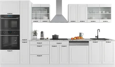 Produktbild von Vicco Kuchyňský kout R-Line, 350 cm s vysokou skříní, bez pracovní desky, Bílý venkovský dům/bílá