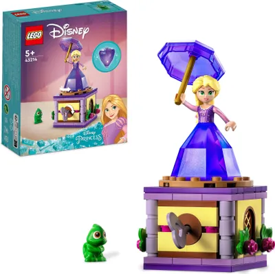 Produktbild von LEGO Bauspielzeug, Disney Princess Rapunzel Mini-Puppe, Diamantkleid, Chamäleon Pascal, Spieluhr, Set 43214, 89 Teile, 11 cm hoch, 6 cm breit, 5 cm tief, rautenförmiger Aufbewahrungsbehälter