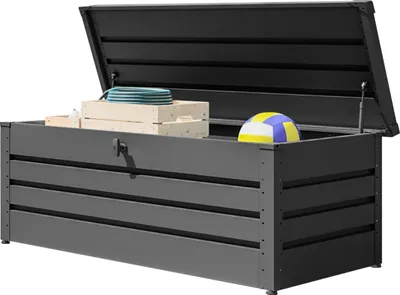 Produktbild von GFP Primeyard Gartenbox 179x79x61 cm Aufbewahrungsbox Auflagenbox Gartentruhe Metall anthrazit wasserdicht