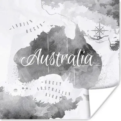 Produktbild von MuchoWow® Poster Australien - Weltkarte - Aquarell 100x100 cm - Babyzimmer