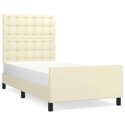 Image de vidaXL Sommier avec tête de lit Crème 80x200 cm Similicuir