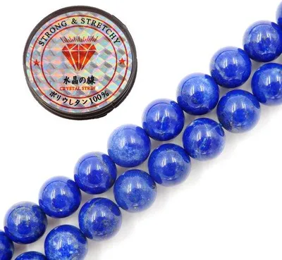 Immagine prodotto di Bracciale con perle di lapislazzuli da 8 mm, pietre energetiche AAA