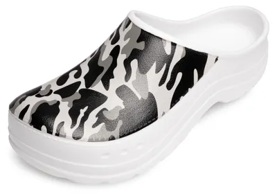 Produktbild von Gartenclogs für Damen Ultraleicht EVA Gemustert Gartenschuhe LA-CA-ComoHappyWoman (Weiß/Tarnmuster, 37)