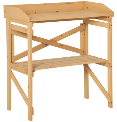 Produktbild von Pflanztisch mit Ablagefläche Blumentisch Gärtnertisch Garten Holz Hellbraun 80 x 40 x 84 cm