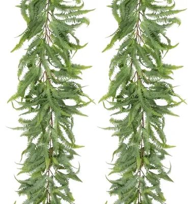 Immagine prodotto di Set da 2 piante artificiali di felce, alte 152 cm, color verde scuro