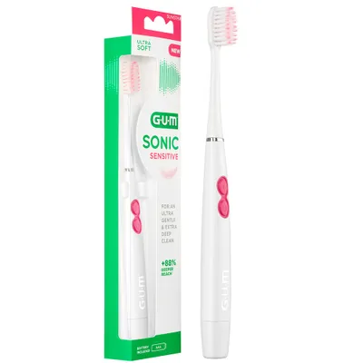 Zdjęcie produktu dla Sunstar GUM Sonic Sensitive, Szczoteczka soniczna biala