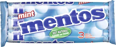 Produktbild von Mentos Mint 3 Rollen Kaudragees mit frischem Mintgeschmack 114g