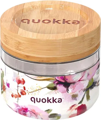 Produktbild von Quokka Deli Food Jar - Glasbehälter für Lebensmittel / Lunchbox 820 ml (Dark Flowers)
