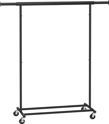 Produktbild von SONGMICS Kleiderständer mit Rollen, höhenverstellbar, 92–132 x 45 x 160 cm, ausziehbare Kleiderstange, Tragfähigkeit bis 90 kg, schwarz