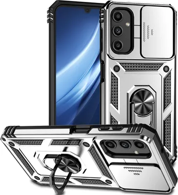 Obrázek produktu pro Pouzdro pro Samsung Galaxy A25 5G dvouvrstvé pouzdro s posuvným krytem kamery a prstencovým stojánkem Stříbro